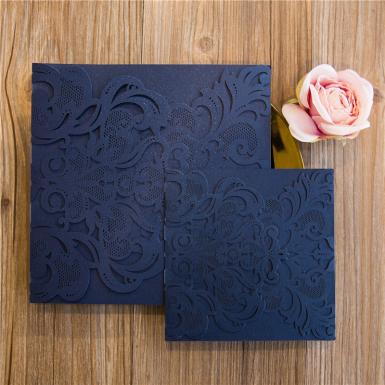 Wedding  Up-Scale Graceful Laser Cut Pocket Available Wedding Invitation  ( 8.1 * 8.1 inch) Image 1