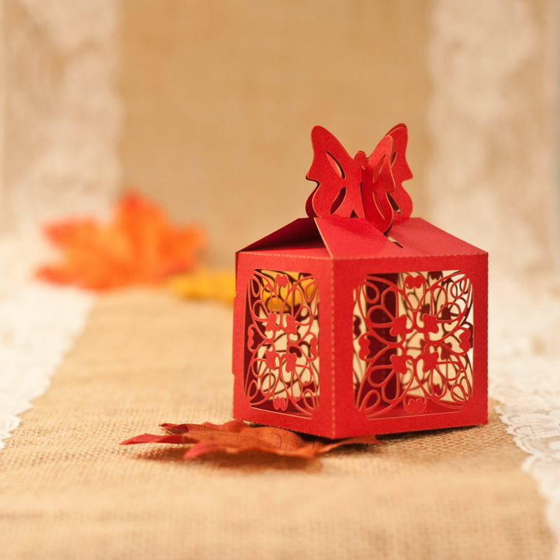 Wedding Delicate Butterfly Laser Cut Wedding Favor Boxes Wedding Wish