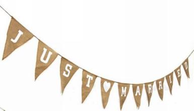 Wedding  Just Married Bunting Burlap Rustic Style Image 1