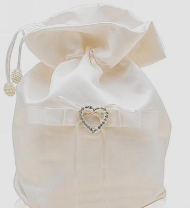 Wedding  Bridal Dilly Bag Ivory with Diamante Heart Image 1