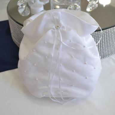 Wedding  Bridal Dilly Bag White with Pearls Image 1