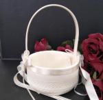 Flower Basket - Deluxe Ivory Flower Basket with Lace Trimming image