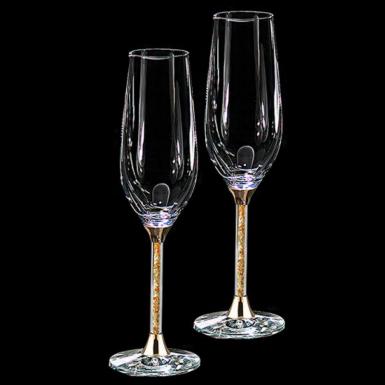 Wedding  Gold Leaf Stem Champagne Flutes, wedding toasting glasses Image 1
