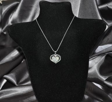 Wedding  Double Heart Swarovski Crystal Necklace Image 1
