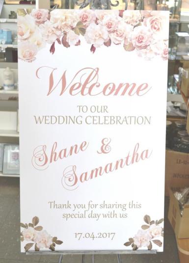 Wedding  Welcome Sign - Vintage Peach Roses Image 1