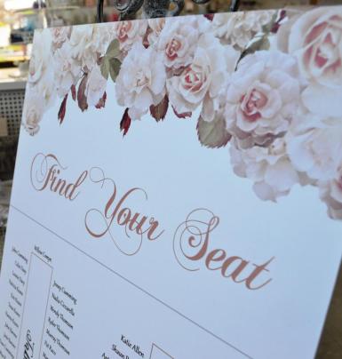 Wedding  Seating Chart - Vintage Peach Roses Image 1