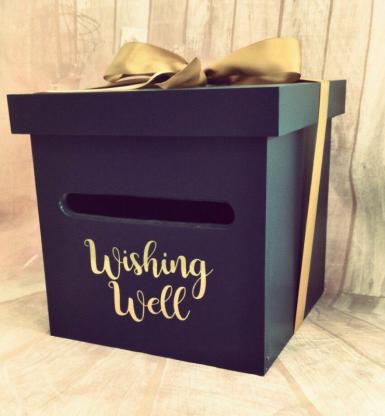 Wedding  Navy Wishing Well Box - Personalised Image 1