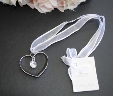 Wedding  Silver Heart with Hanging jewel Image 1
