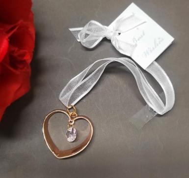 Wedding  Gold Heart with Hanging Jewel  Image 1