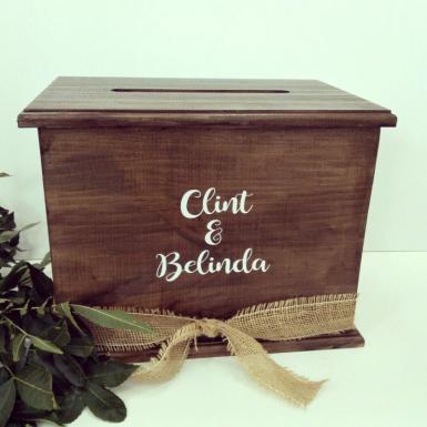 Wedding  Rustic Stained Timber Wishing Well with personalised names Image 1