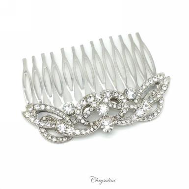 Wedding  Crystal and Rhodium Veil Comb - Chrysallini Image 1