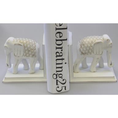 Wedding  White Hamptons Elephant Bookends Image 1