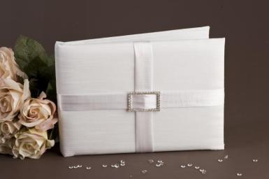 Wedding  Square Diamante Guest Book Ivory Image 1