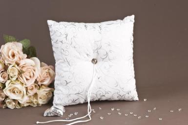 Wedding  Ring Pillow - silver swirl Image 1