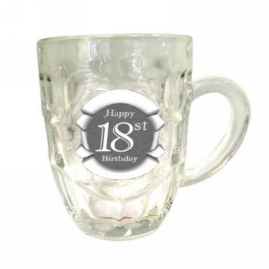 Wedding  Glass Beer Mug - 18th Birthday Image 1