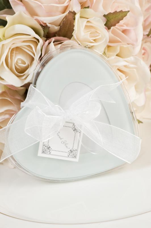 Wedding Glass coasters with heartshaped photo 2 pack Wedding Wish