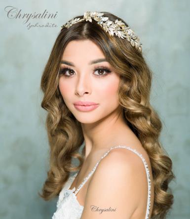 Chrysalini Gold Bridal Crown, Wedding Tiara - APHRODITE APHRODITE  Image 1