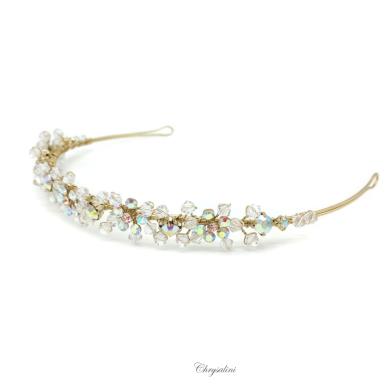 Chrysalini Gold Bridal Crown, Wedding Tiara - E54575 E54575-4 | FLOWER GIRLS Image 1
