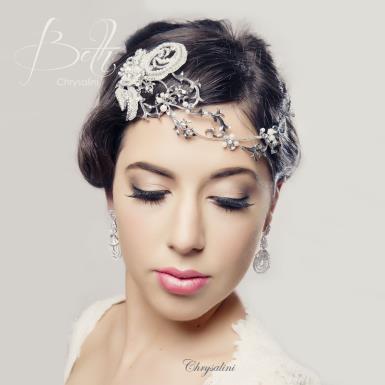 Chrysalini Designer Wedding Hairpiece, Deluxe Bridal Fascinator - BETH BETH Image 1