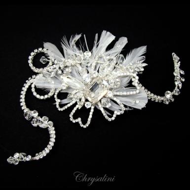 Chrysalini Designer Wedding Hairpiece, Deluxe Bridal Fascinator - E77931S E77931S Image 1