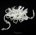 Chrysalini Designer Wedding Hairpiece, Deluxe Bridal Fascinator - E77931S image