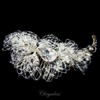 Chrysalini Designer Wedding Hairpiece, Deluxe Bridal Fascinator - E90306 E90306 Image 1