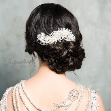 Chrysalini Designer Wedding Hairpiece, Deluxe Bridal Fascinator - ELLE ELLE Image 1