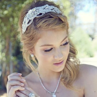 Chrysalini Designer Wedding Hairpiece, Deluxe Bridal Fascinator - EVERLYN EVERLYN Image 1