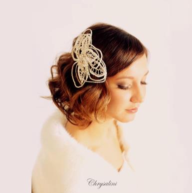 Chrysalini Designer Wedding Hairpiece, Deluxe Bridal Fascinator - R81969 R81969-LIMITED STOCK Image 1