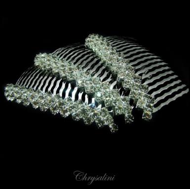 Chrysalini Crystal Bridal Crown, Wedding Comb Hairpiece - HD4226 HD4226 - PACK OF 3  Image 1