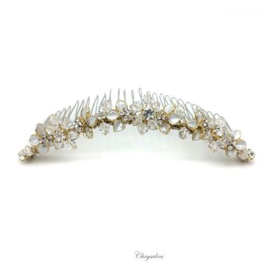 Chrysalini Crystal Bridal Crown, Wedding Comb Hairpiece - R37713 R37713 | GOLD Image 1