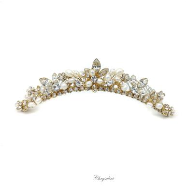 Chrysalini Crystal Bridal Crown, Wedding Comb Hairpiece - R38013 R38013 | GOLD Image 1
