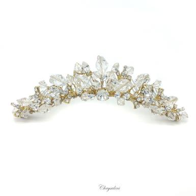 Chrysalini Crystal Bridal Crown, Wedding Comb Hairpiece - R62168 R62168 | GOLD Image 1
