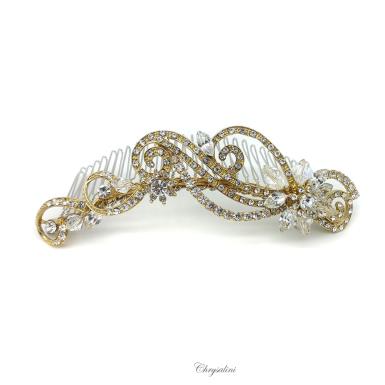 Chrysalini Crystal Bridal Crown, Wedding Comb Hairpiece - R63137 R63137 | GOLD Image 1