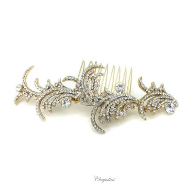 Chrysalini Crystal Bridal Crown, Wedding Comb Hairpiece - T16009 T16009 | GOLD Image 1