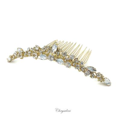 Chrysalini Crystal Bridal Crown, Wedding Comb Hairpiece - T15042 T15042 | GOLD Image 1