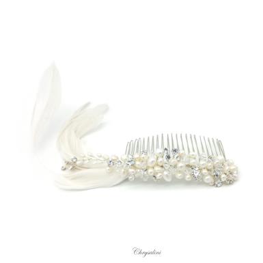 Chrysalini Crystal Bridal Crown, Wedding Comb Hairpiece - AR68987 AR68987 | FEATHER Image 1