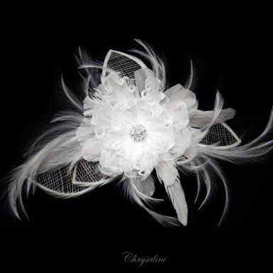 Deluxe Chrysalini Bridal Hairpiece, Wedding Flower Comb - AR67347 AR67347 - (R67347) Image 1