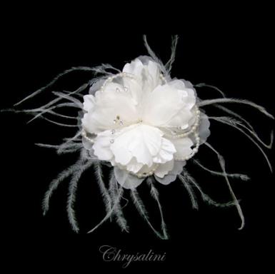 Deluxe Chrysalini Bridal Hairpiece, Wedding Flower Comb - AR69666 AR69666 -pk2-  Image 1