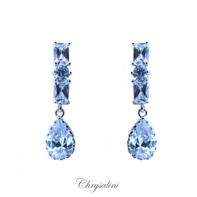 Bridal Jewellery, Chrysalini Wedding Earrings with Crystals - XPE059T XPE059T-MIN 2 Image 1