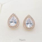 Bridal Jewellery, Chrysalini Wedding Earrings with Crystals - BAE0026 image