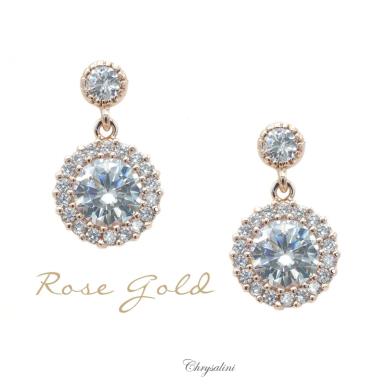 Bridal Jewellery, Chrysalini Wedding Earrings with Crystals - BAE0054 BAE0054 Image 1