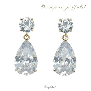 Bridal Jewellery, Chrysalini Wedding Earrings with Crystals - BAE0060 BAE0060 Image 1