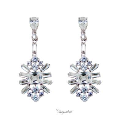 Bridal Jewellery, Chrysalini Wedding Earrings with Crystals - BAE0078 BAE0078 Image 1