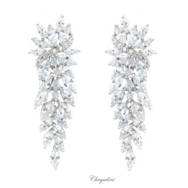Bridal Jewellery, Chrysalini Wedding Earrings with Crystals - BAE0122 BAE0122 Image 1
