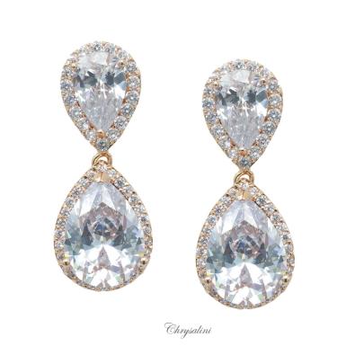 Bridal Jewellery, Chrysalini Wedding Earrings with Crystals - BAE0130 BAE0130 Image 1