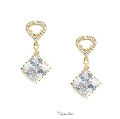 Bridal Jewellery, Chrysalini Wedding Earrings with Crystals - BAE0135 BAE0135 Image 1