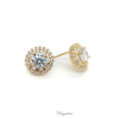 Bridal Jewellery, Chrysalini Wedding Earrings with Crystals - BAE0147 BAE0147 Image 1