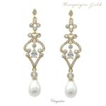 Bridal Jewellery, Chrysalini Wedding Earrings with Crystals - BAE0200 image