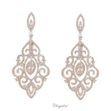 Bridal Jewellery, Chrysalini Wedding Earrings with Crystals - BAE0245 BAE0245 Image 1